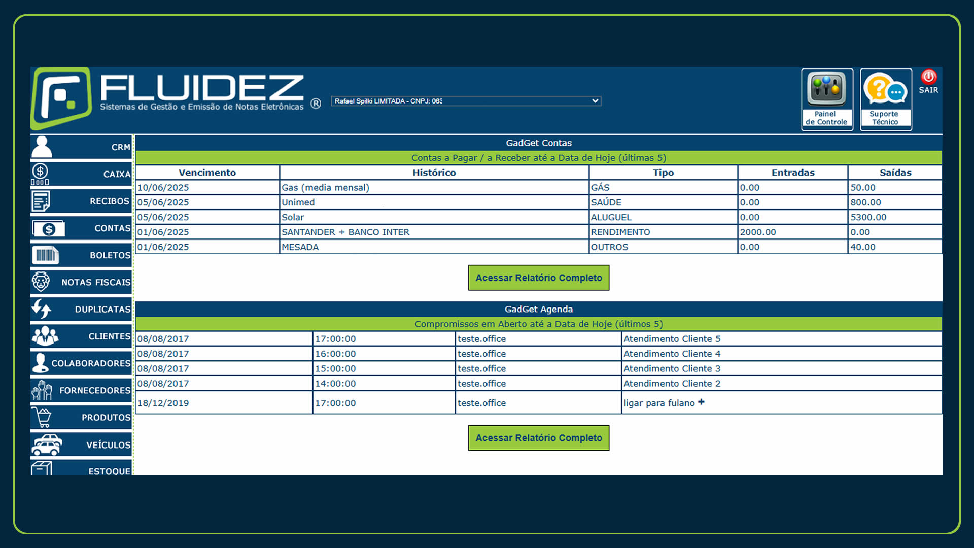 Dashboard Flui Office